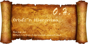 Orbán Hieronima névjegykártya